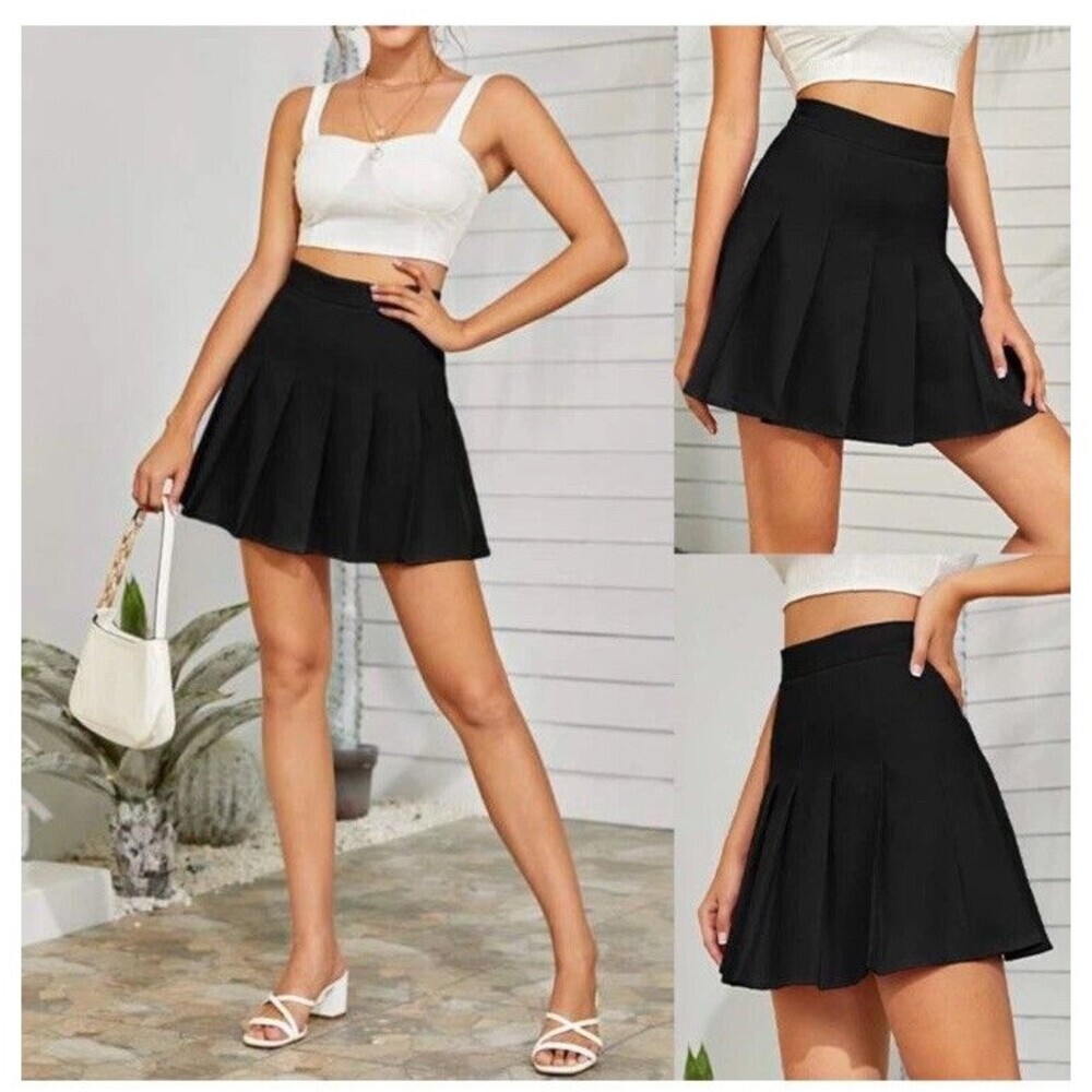 BCBGeneration Pleated School Girl Mini Skirt High Waisted Black Women's Size 0
